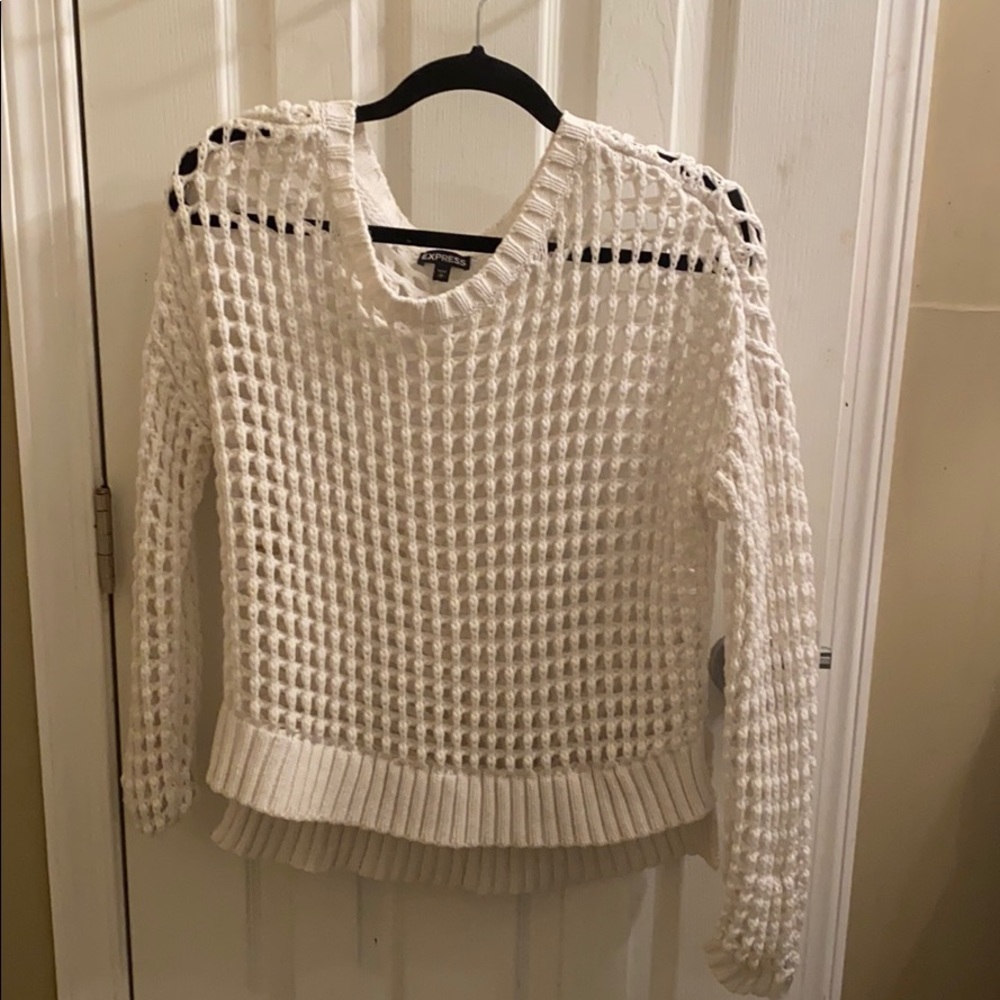 Long sleeve white holes sweater